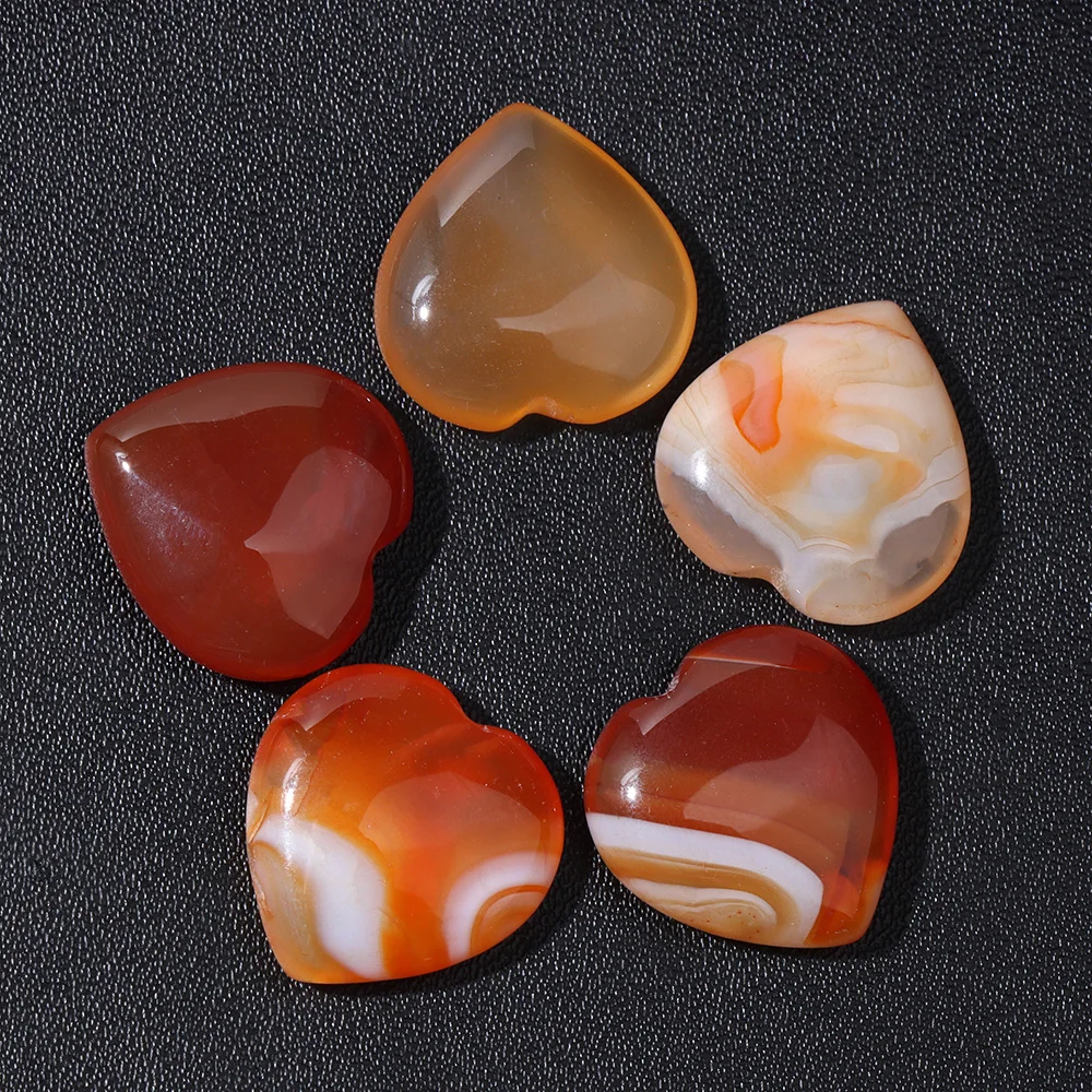 5PCS Stone Carved Heart Shape Chakra Stone Ornaments Healing Energy  Jaspers Agates Statue Home Wedding Decoration Crafts