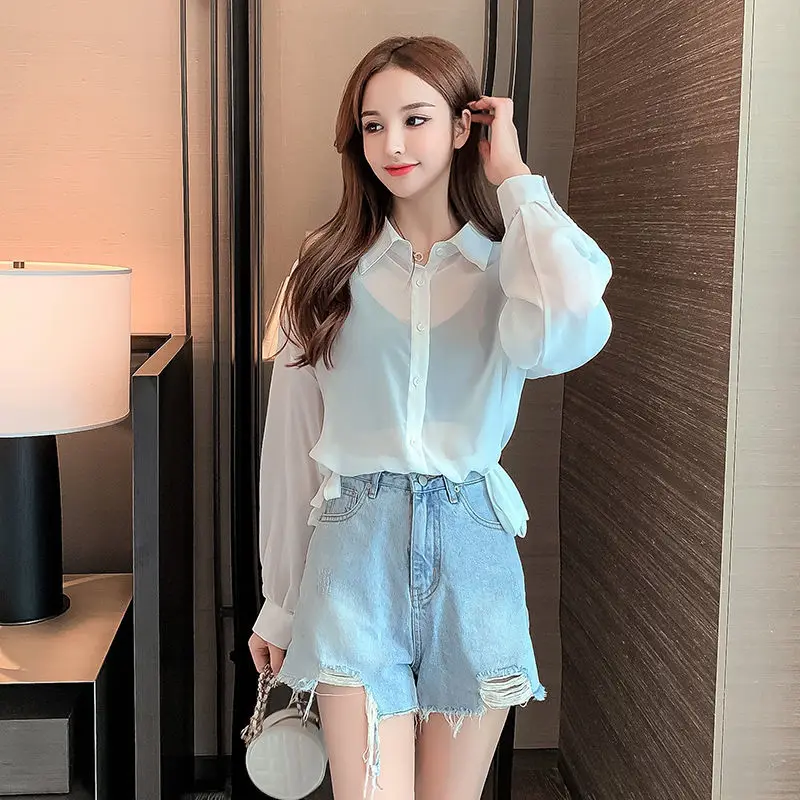 2025Women's new drawstring waist-tie short sunscreen shirt loose-fitting and thin summer shirt top