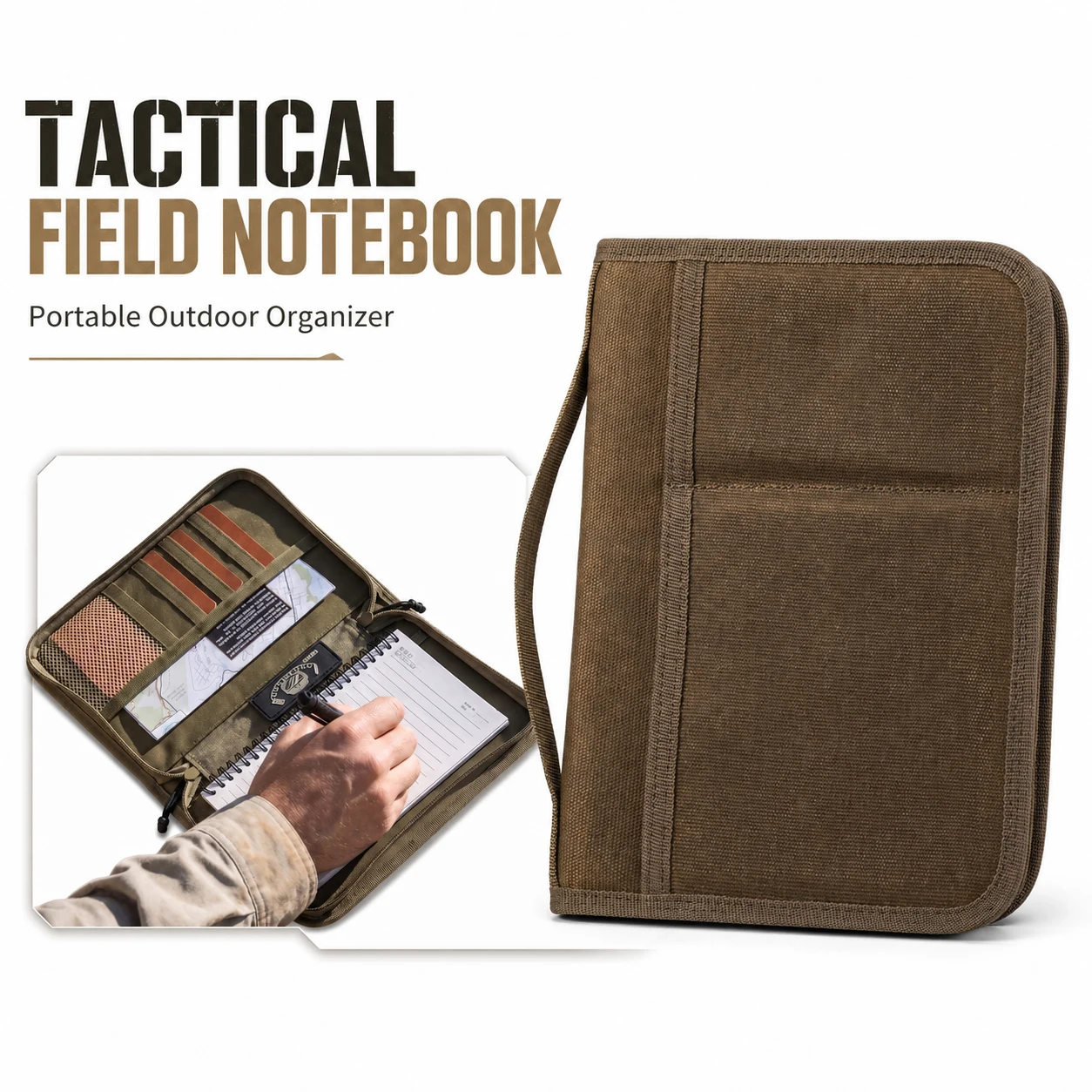Tactical A5 Notebook Cover EDC Organizer Waterproof Journal Case Zippered Military Stationery Portfolio for Outdoor Hunting