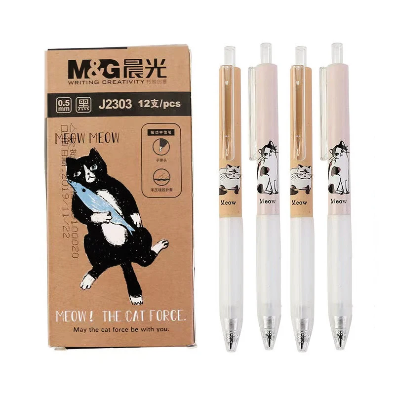 kawaii desenhos animados cat black ink gel pen material escolar e de escritorio papelaria estudante canetas bonitas presente estetico bonito 01