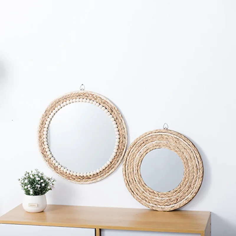 Handicraft Retro Decorative Mirrors Cosmetic Desktop Small Round Decorative Mirrors Hanging Wall Miroir Mural Home Decorations