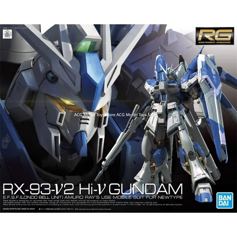 In Stock Bandai RG RX-93-V2 Hi-V Gundam 1/144 Gundam Char's Counterattack Anime Original Action Figure Model Toy Gift Collection