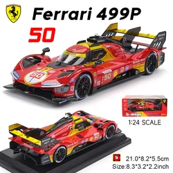 Bburago 1:24  Ferrari 499P The champion model of the 2024 Le Mans 24-hour race Alloy Vehicle Diecast Cars Model Toy Collection
