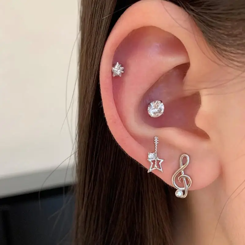 Hot Sale 1/2/3Pcs Mini Angel Wings Musical Note Stud Earrings For Sweet Women Fashion Jewelry Gifts Accessories