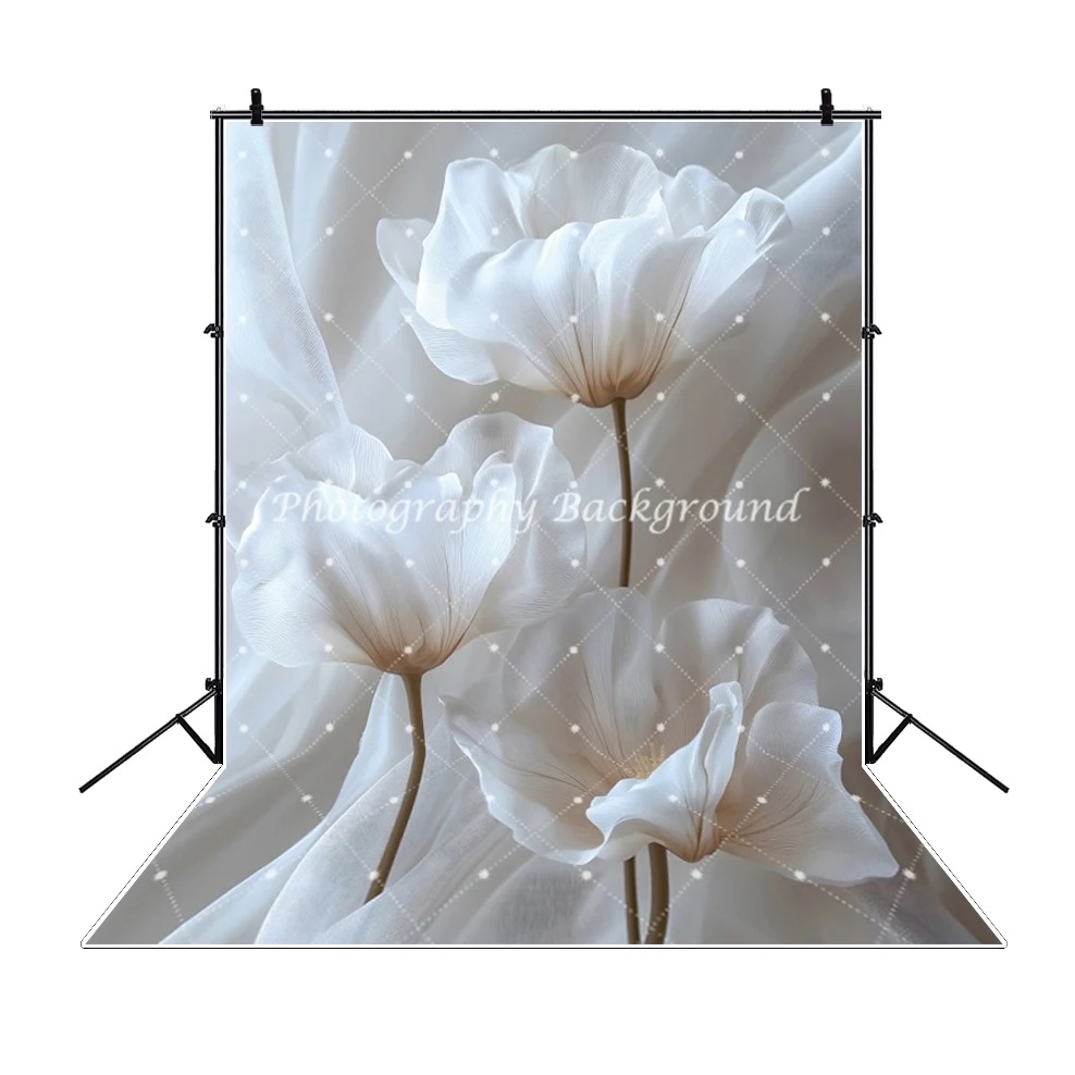 

Romantic White Flower Wedding Photography Backdrop Birthday Party Bridal Shower Pregnant Portrait Background Photo Studio Props