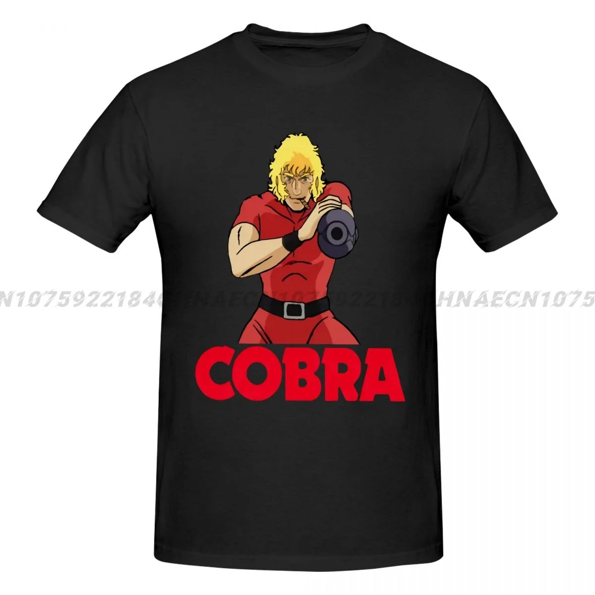 Anime Space Adventure Cobra Mens Clothing Printed Cotton T-Shirt Streetwear Tops Tees For Men