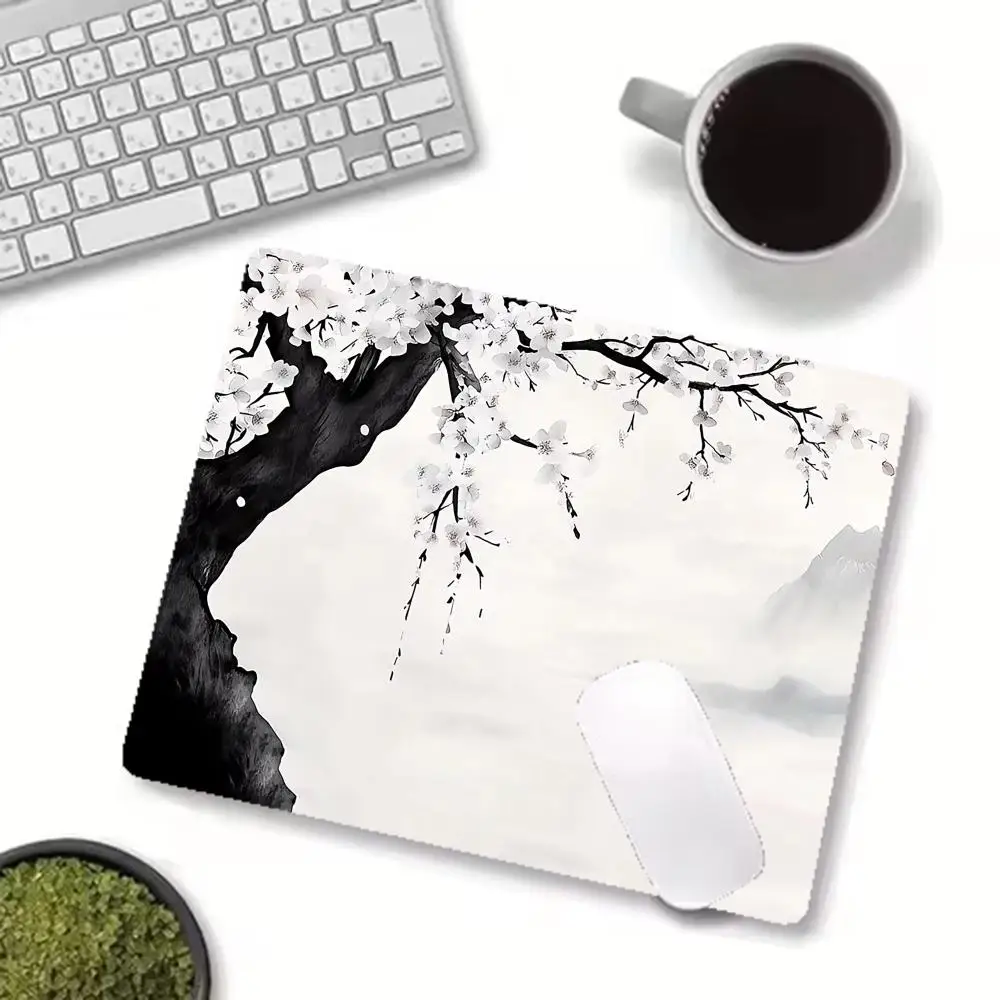 Japanese Ink Wash Landscape Design Gaming Mouse Pad Desk Mat Non-Slip Large Size for Computer Mouse Ideal for Office And Home