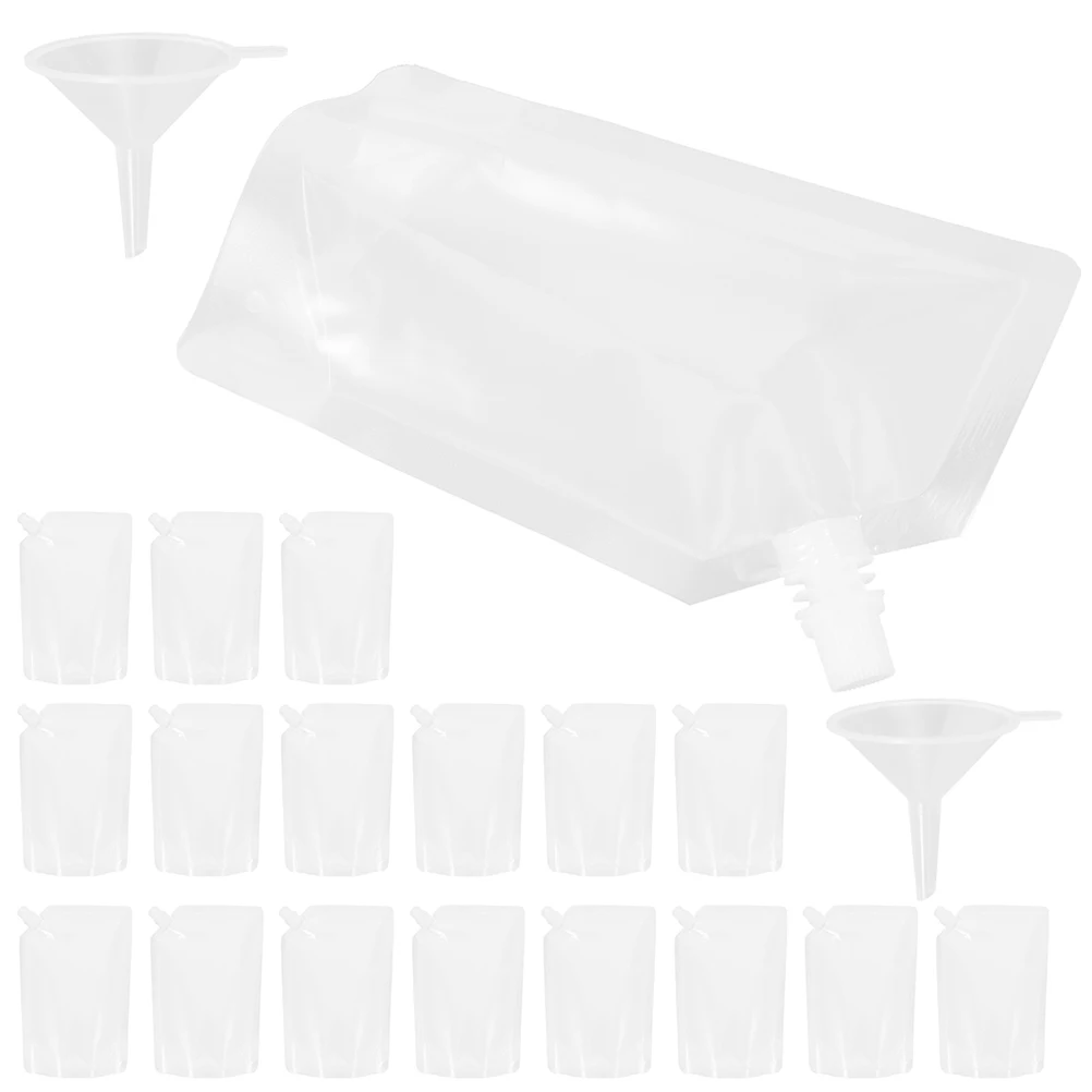

Beverage Bag with Funnel Drinking Flasks Pouches for Coffee Drinks Festivals Clear Bags Portable Bottle