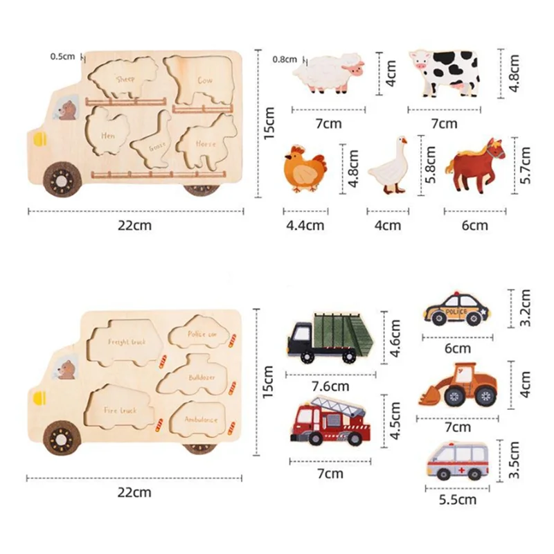 

N03R-Wooden Kids Puzzles Baby Montessori 3D Puzzle For Babies Educational Puzzle Child Match Board Puzzle