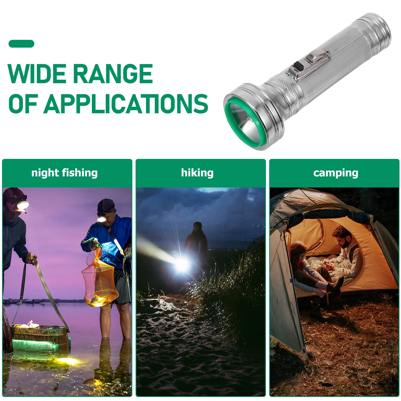 Flashlight Props Old Style Bedside LED Dog Walking Silver Handheld Night Fashioned Work