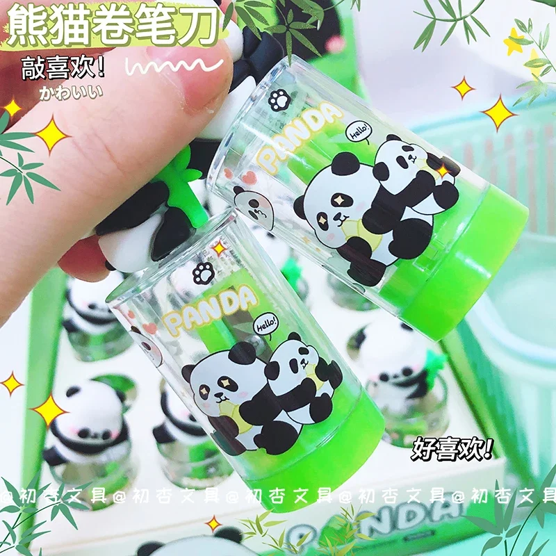 Sacapuntas en forma de Panda Kawaii, suministros de papelería creativos de dibujos animados, lindos suministros de papelería para niños, sacapuntas