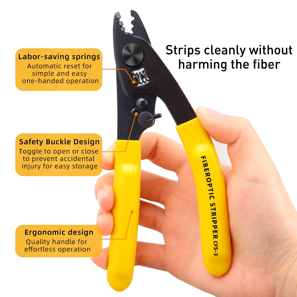 ZoeRax Fiber Optic Stripping Tool Set - Stainless Steel FTTH Cable Stripper and Precision Optical Pliers for Fiber Maintenance