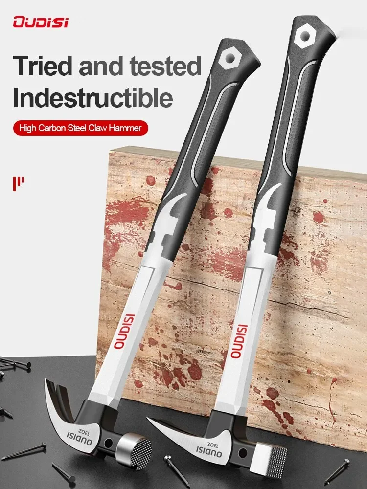 Martelo de aço multifuncional, antiderrapante, à prova de choque, ferramenta manual, martelo de garra magnética para trabalhar madeira, martelo automático de sucção de unhas