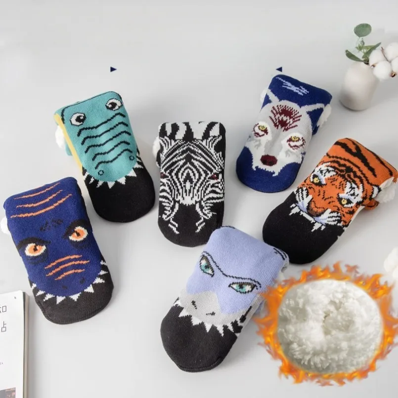 

Mens Fluffy Stripe Sock Crocodile Winter Warm Short Thick Home Sleeping Thermal Soft Floor Fuzzy Slipper Sock Christmas Gift