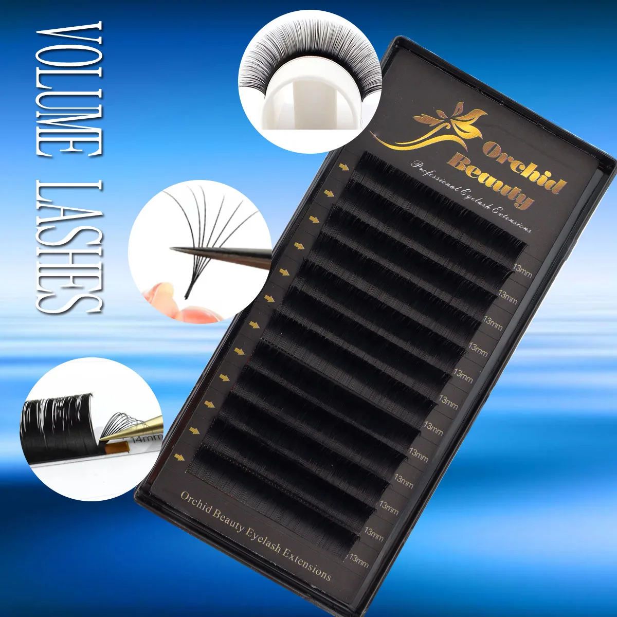 

Orchid Beauty High Quality 16Rows 8-15mm Length Faux Mink Eyelashes Individual Eyelash Lashes Soft Eyelash Extension