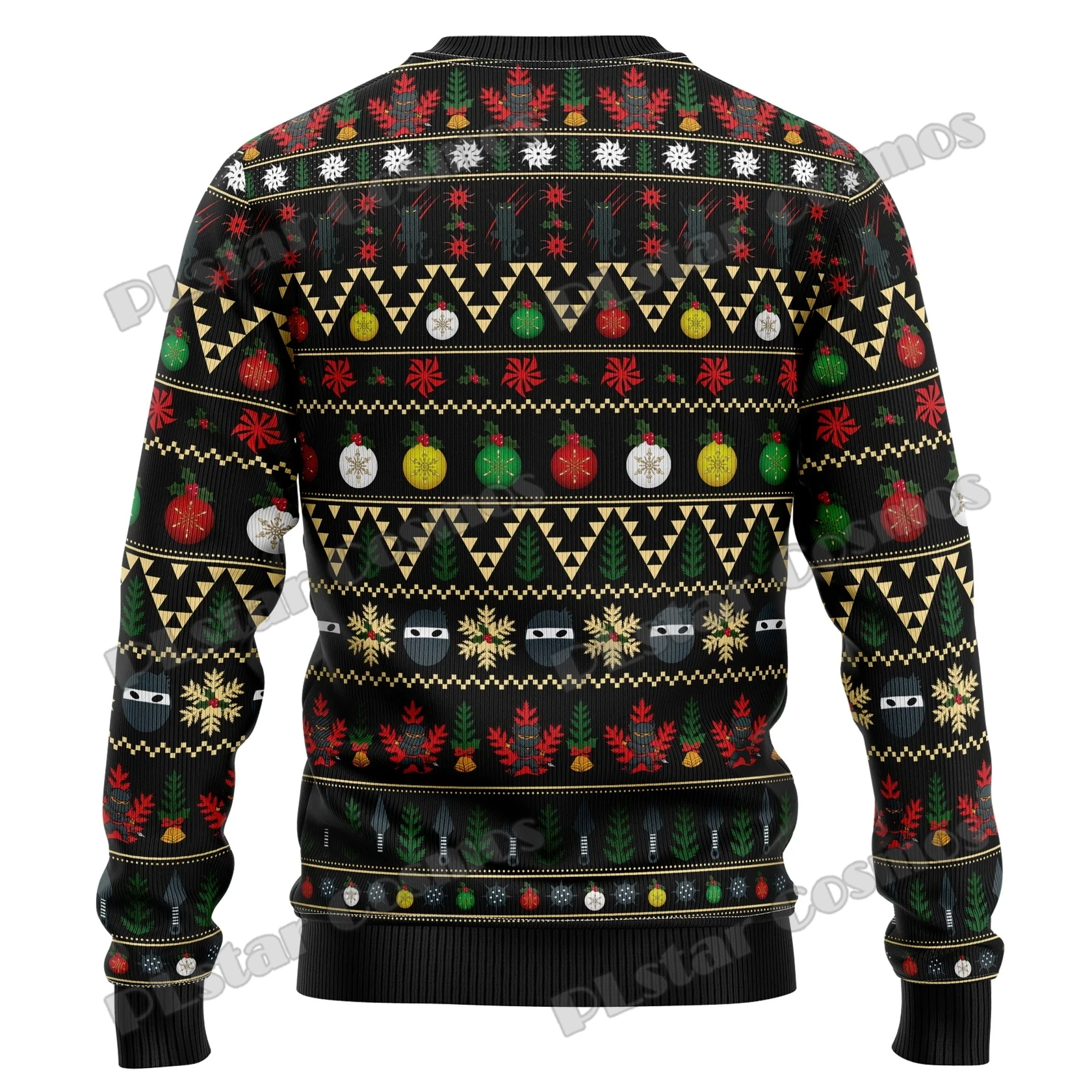 PLstar Cosmos Ninja Samurai Cat 3D Printed Fashion Men's Ugly Christmas Sweater Winter Unisex Casual Knitwear Pullover MYY17