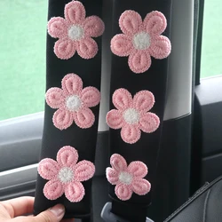 2pcs Ice Silk Flower Shoulder Protector Cartoon Creative Car Seat Belt Shoulder Protector Small Flower Car Interior Accessories