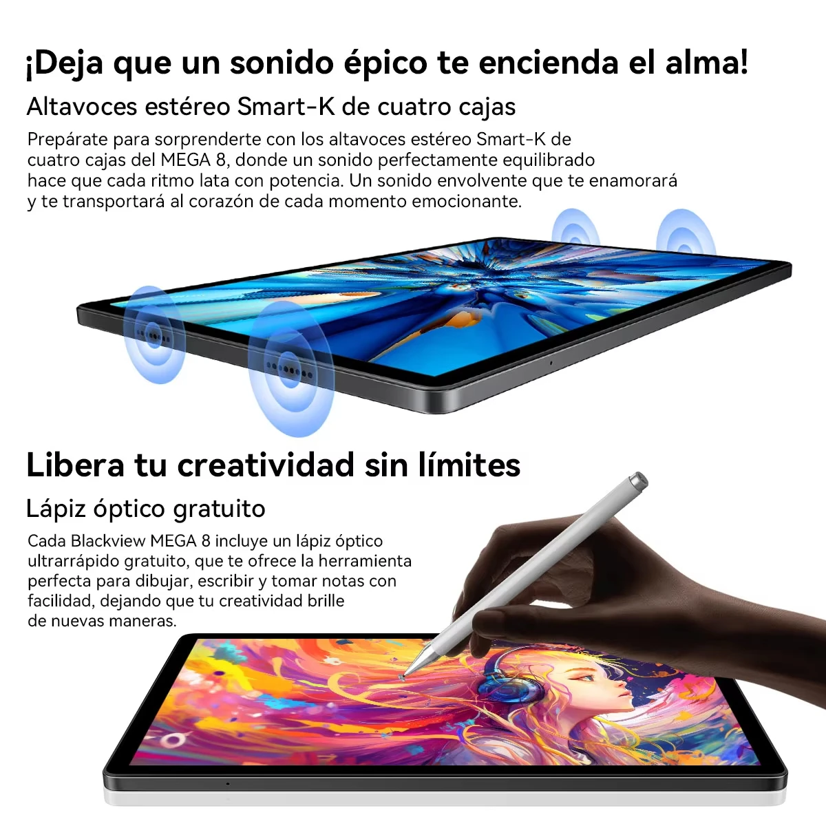 Tablet Blackview MEGA 8 Unisoc T620 2025, tela FHD+ de 90 Hz, 12 GB + 24 GB de RAM, 512 GB de ROM, bateria de 11000 mAh, Android 15, 4G, Tablets PC