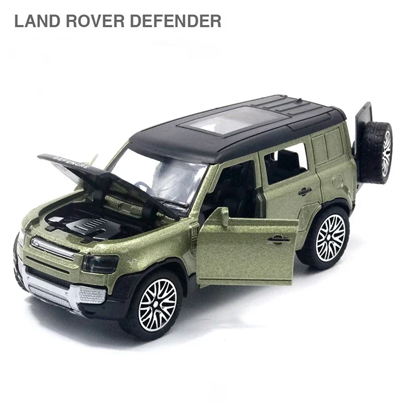 1:36 Land Rover Defender SUV pressofuso in lega di metallo modello di auto di lusso tirare indietro giocattoli per auto con regalo di raccolta