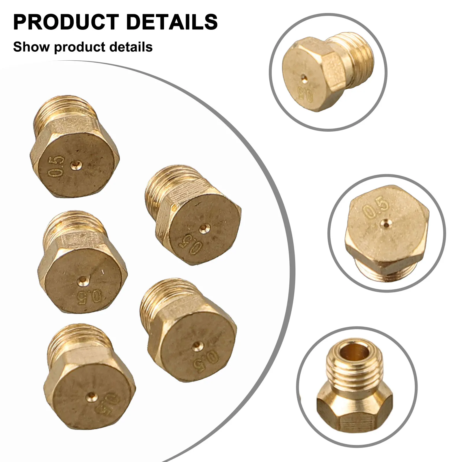 5PCS LP-G-Conversion Analyst For Gas Stove Burner Nozzle 0.5, 0.65, 0.7, 0.87, 0.95 Brass Cook Warestoves Replacem Accessories