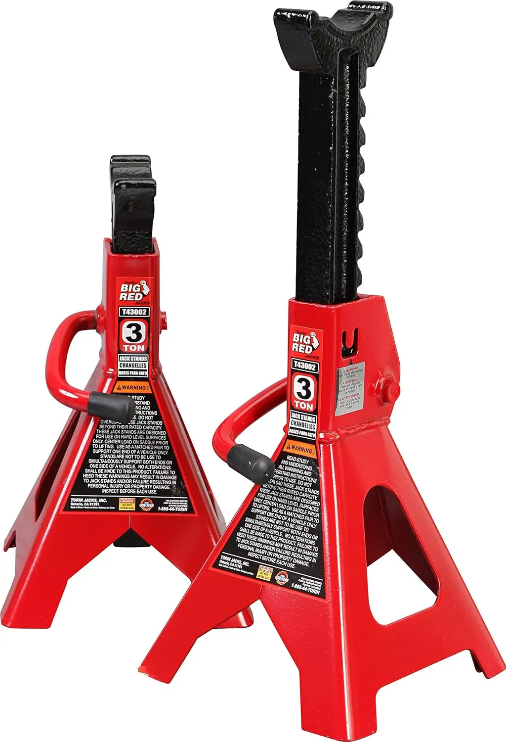 

BIG RED T43202 Torin Heavy Duty Steel Jack Stands:3 Ton (6,000 lb)Capacity Car Lifting Stand,1 Pair (Not Suitable for SUV,Truck)