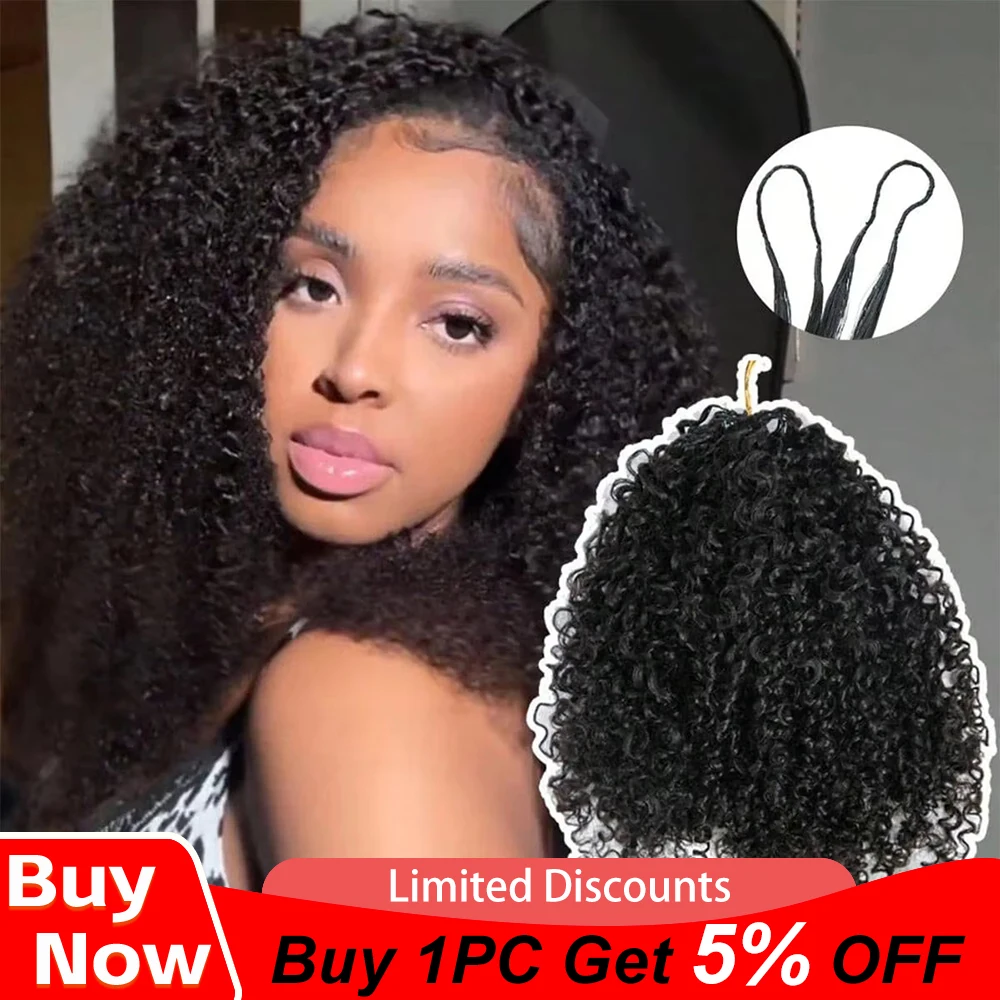 300g Burmese Kinky Curly Crochet Human Hair Knots Feather Crochet Hair Extensions Invisible Knotless Kinky Curly Braiding Hair