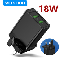 Vention 2 Ports 18W Fast Charger UK Plug QC3.0 AFC FCP USB A Wall Adapter Travel Plug for iPhone Samsung S20 Xiaomi 8