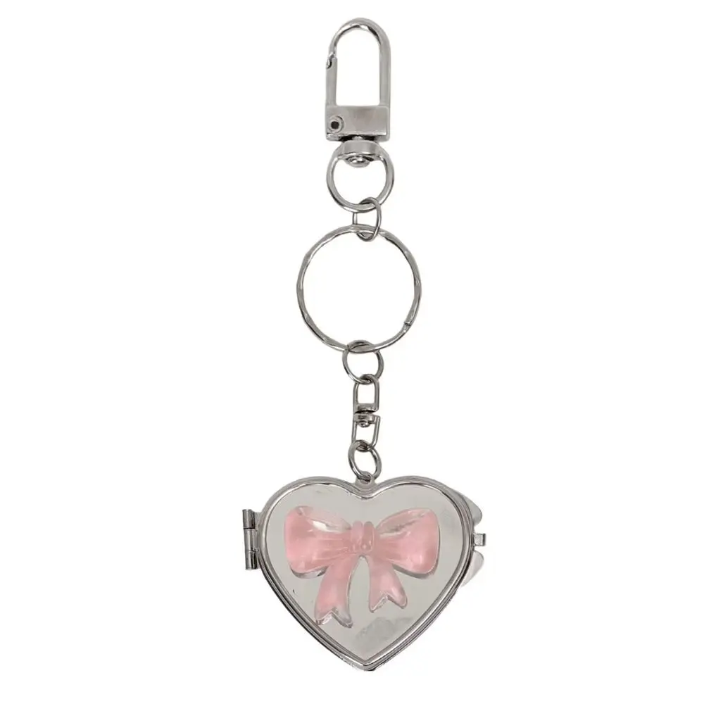 Korean Love Mirror Pendant Double Sided Mirror Heart Shape Bag Hanging Keychain Sweet Y2k Cosmetic Mirror Key Chain