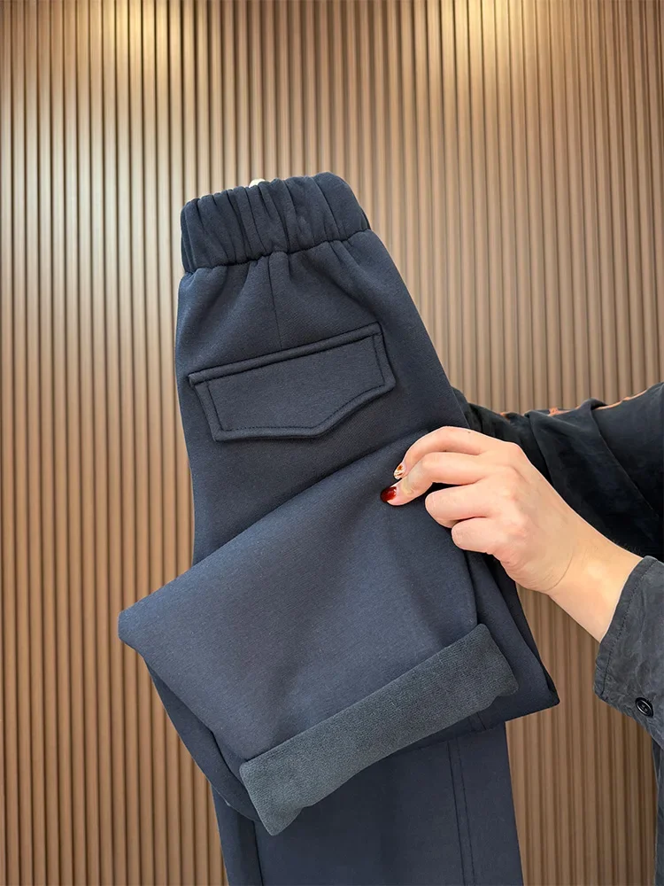 خريف شتاء جديد غير رسمي مع سراويل هارين قطيفة وسميكة فضفاضة وتنحيف تسعة سراويل مقصوصة للسيدات سراويل بسيطة على الموضة