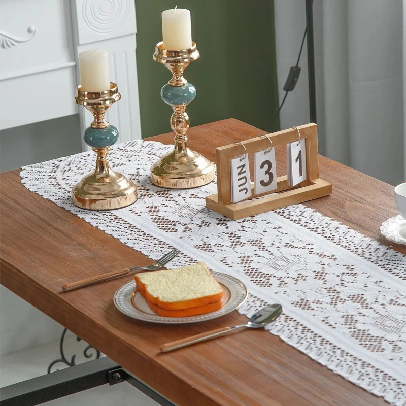 1PCS New Warp Knitted Lace Tassel Table Flag Home Decoration Dining Table Cloth Table Flag Decoration