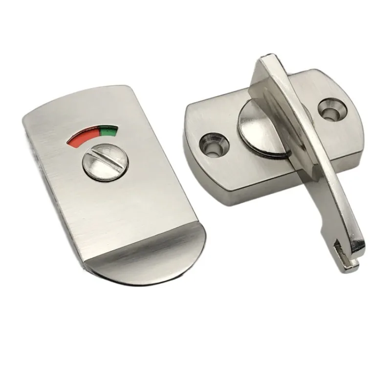 Stainless Steel Thickened Door Lock for Public Toilet Stall Partition Signage - Commercial Restroom Hardware Accessories