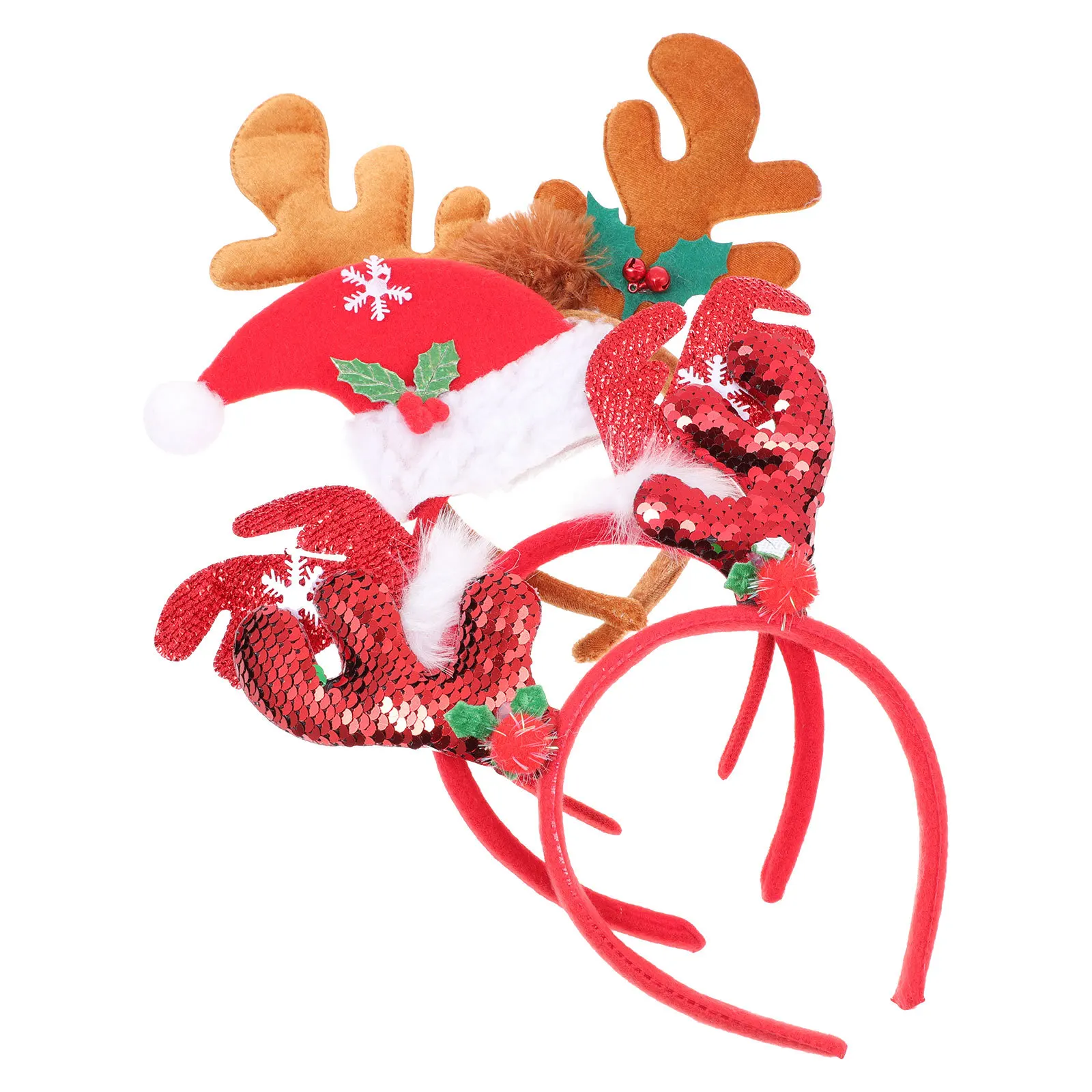 

NOLITOY 4pcs Christmas Headband Reindeer Elk Fabric Party Accessory for Women Fourth of July Xmas Supply