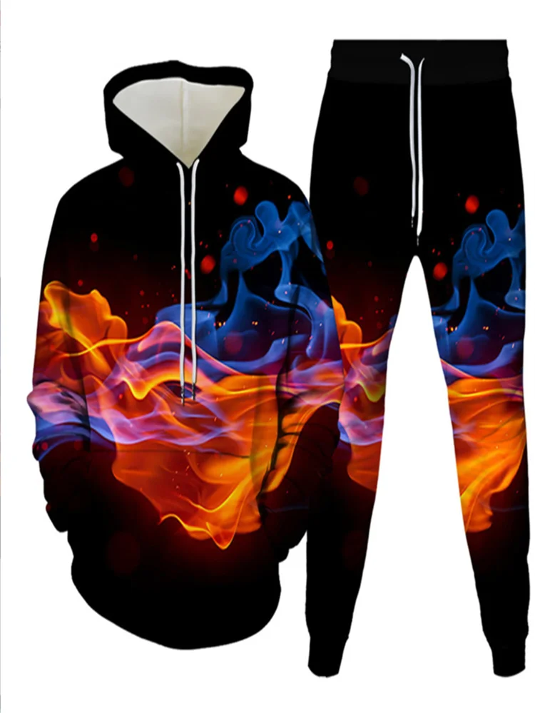 Autumn And Winter Water Fire Dragon 3D Digital Printed Hoodie Men's And Women's Relaxed Comfortable Casual Hooded Sportswear