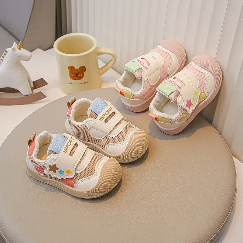 

Baby Walking Shoes Toes Capped Soft Bottom Kids Casual Shoes Mesh Breathable 2025 Autumn New Boys Girls Running Shoes Non-slip