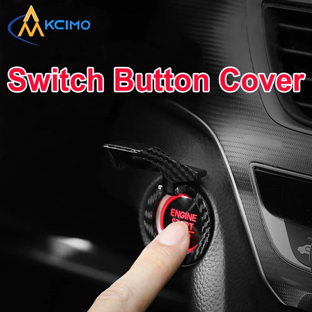 Single-Piece Car Engine Start Stop Button Trim Cover, Sticky Adhesive Auto Interior Decorative Accessory