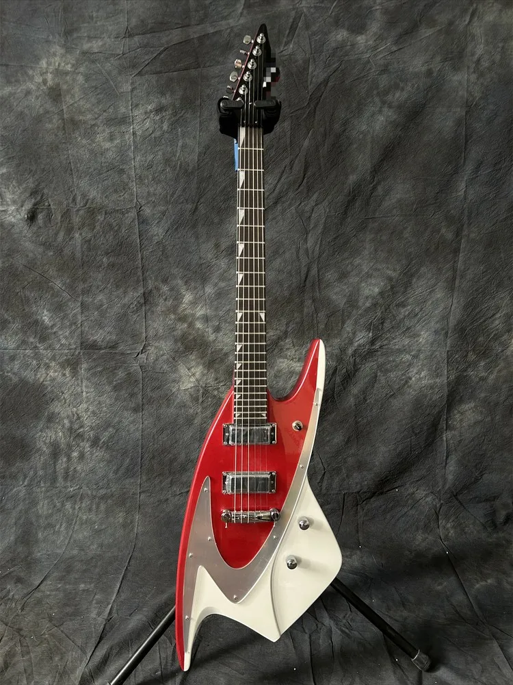 

Metallic Red Solid Body Electric Guitar, Shark Shape, Maple Neck, 6-String