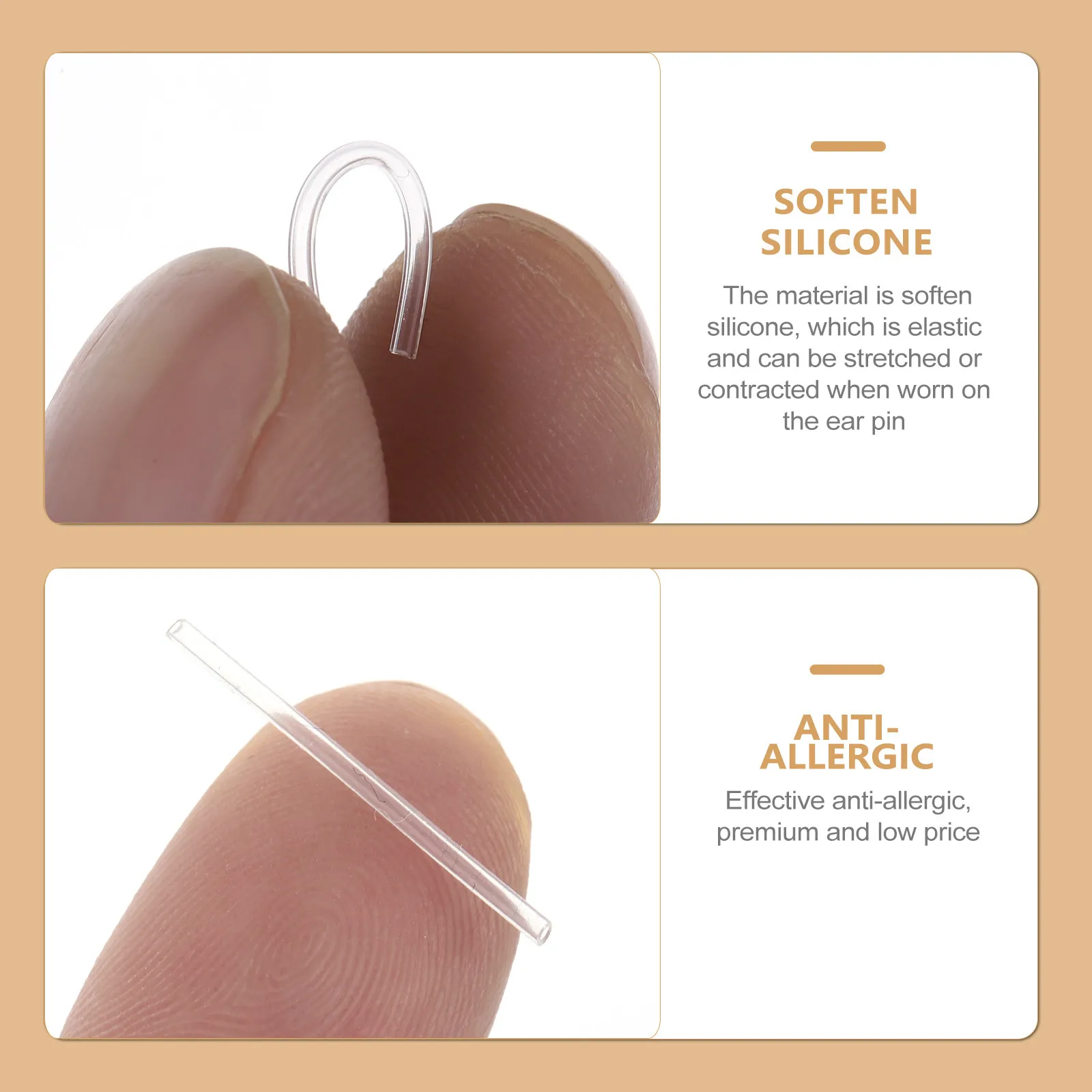 50Pcs Soft Silicone Earring Sleeves for Sensitive Ears Anti-Allergy Ear Stud Protectors Comfortable Hypoallergenic Earring