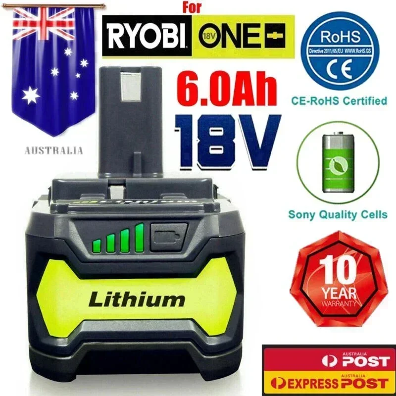 

6.0 Ah For RYOBI P108 18V One+ Plus High Capacity Battery 18 Volt Lithium-Ion DP