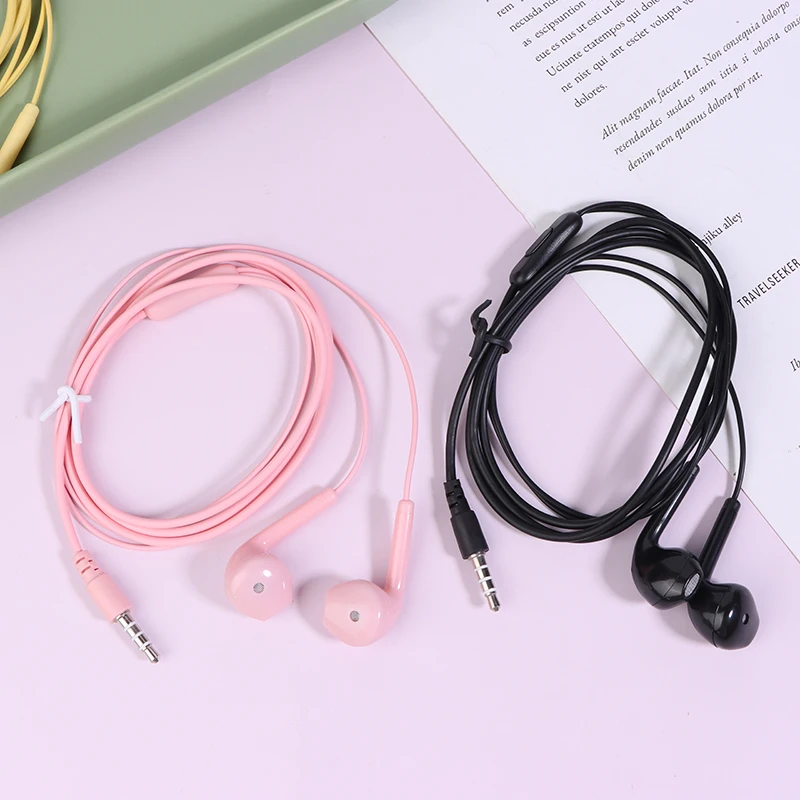 U19 earphone berkabel permukaan halus, Headset musik Super Bass 3.5mm dengan mikrofon bawaan genggam peredam kebisingan