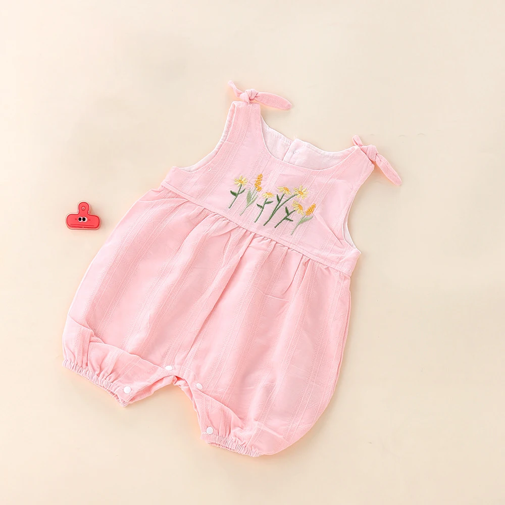 2024 New Summer Newborns Baby Girls Rompers 0-24M Infant Cute Embroidered Flowers Jumpsuit Toddler Sweet Thin Style Outwear