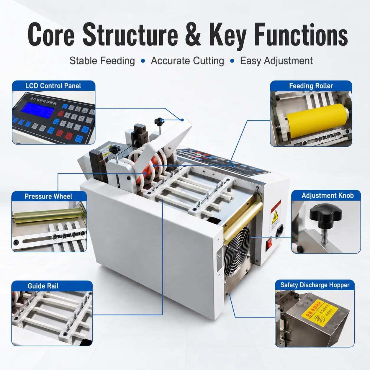 Industrial High Speed Ribbon Cable And Flexible Sheet Cutter 12600 Cuts Per Hour 100mm Wide Microcomputer Automatic Slicer