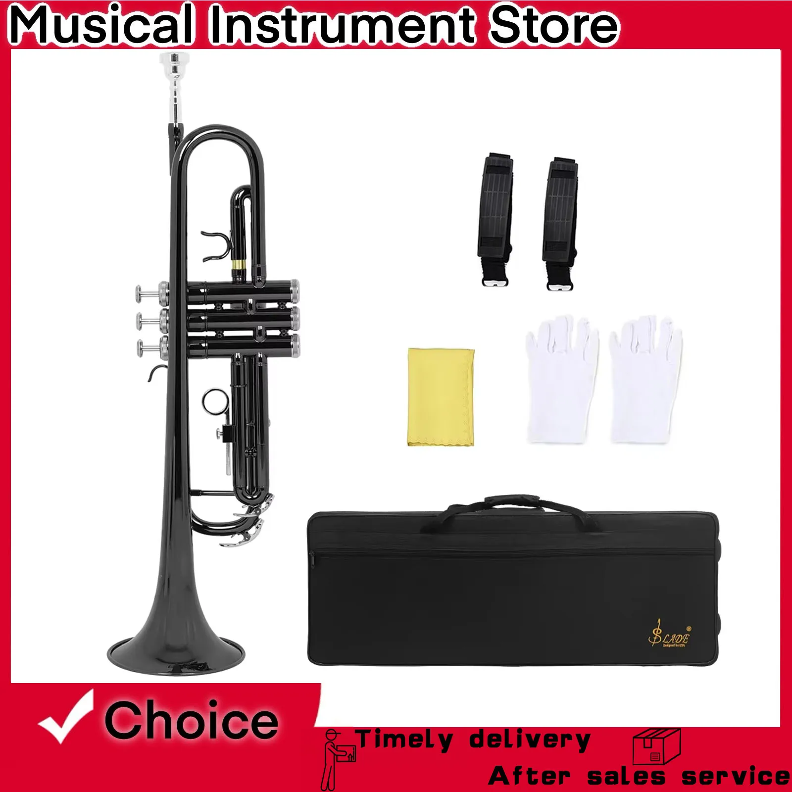

SLADE Trumpet Bb Rustproof Brass Brass Instruments With Gloves And Cleaning Cloth Mouthpiece For Beginner Playing Trumpet
