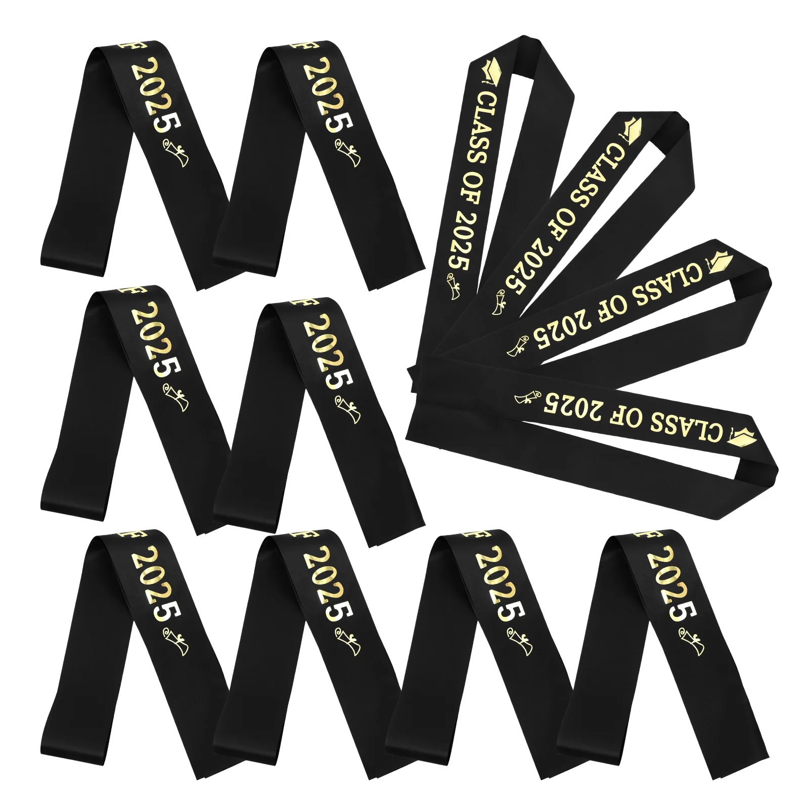 

12pcs Graduation Party Shoulder Sashes Etiquette Belts Satin Reusable for Students Decorations Congrats Class of 2025 Photo
