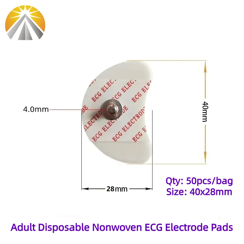 50 PCS Each Bag 2840 MM White Foam Disposable ECG Electrode Pads Medical Patch ECG EKG Accessories for Pediatric Patient Size