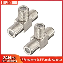 F Female to Dual F Female Coaxial Adapter T Type 3 Way Splitter T-Shape Connector for TV Video Antenna