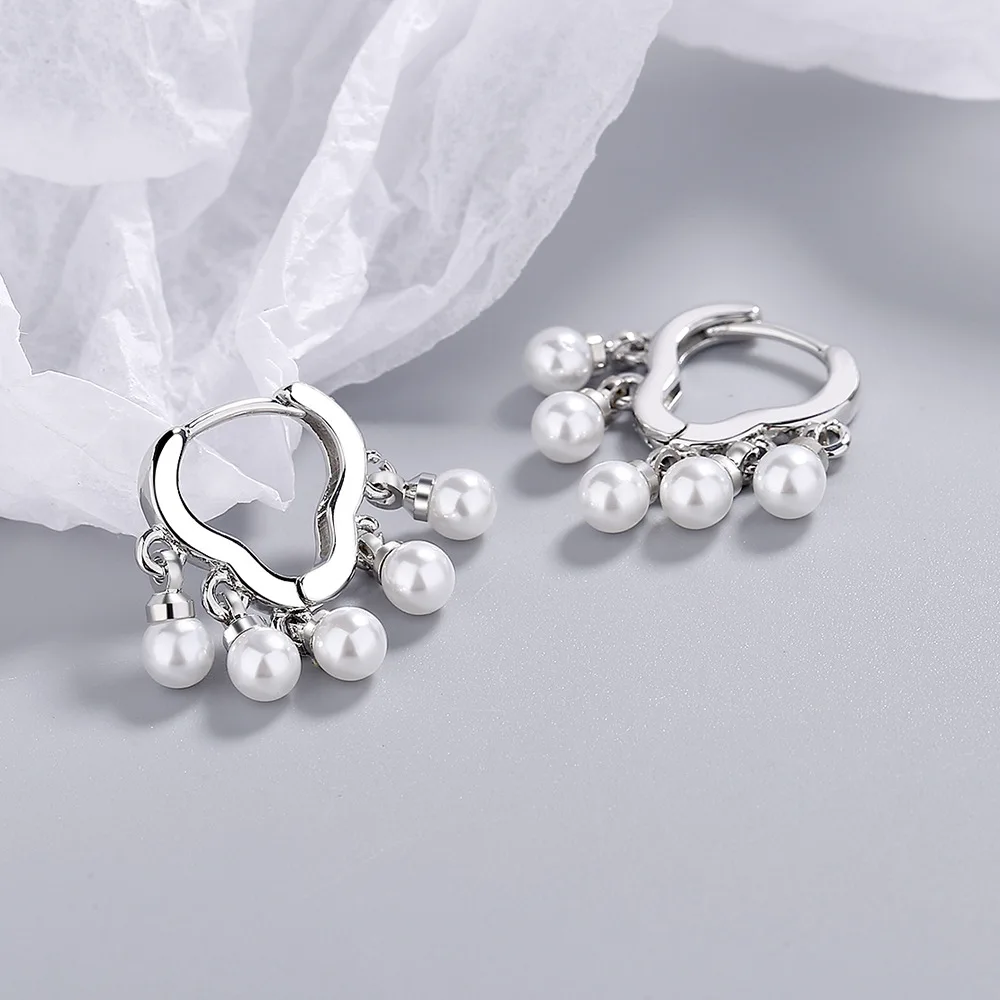 S925 Sterling Silver Cloud Pearl Earrings Exquisite Style Wavy Pattern Women\'s Earrings