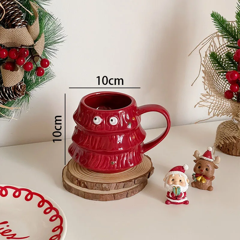 European Ceramic Mug Cute Christmas Tree Decorative Office Coffee Cup Breakfast Desktop Milk Cups Home Decoration Water Glass