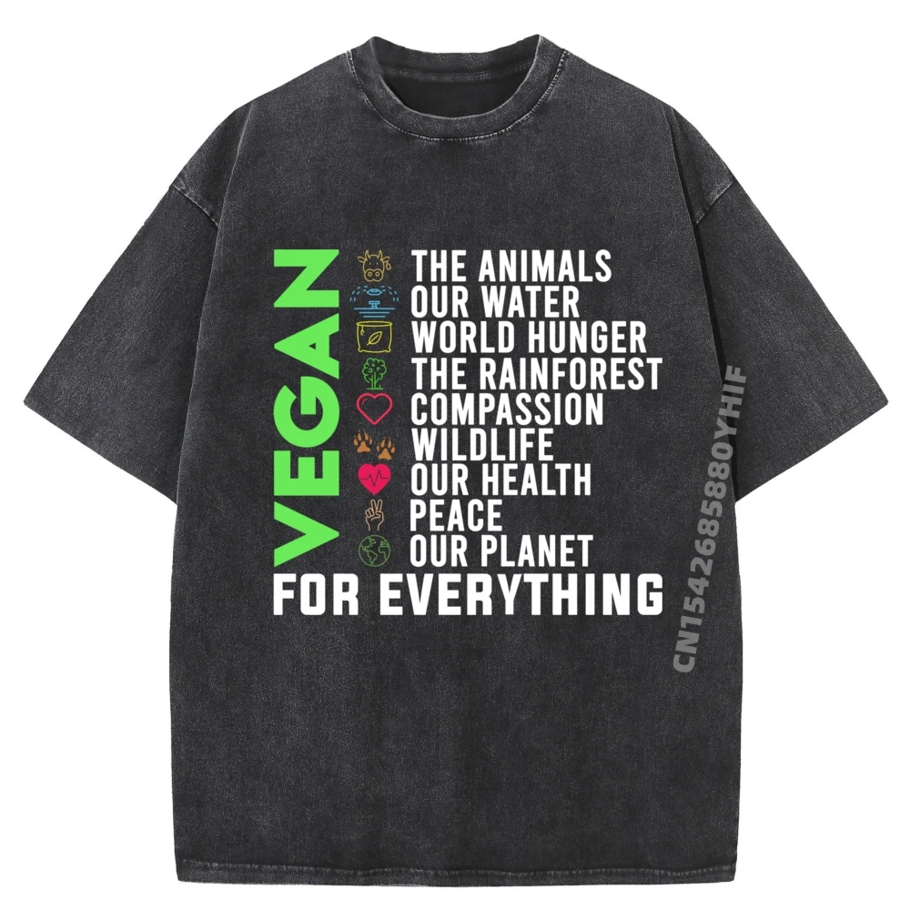 

Vegetarian Animal Lover Plant Powered T-shirts Men Latest Female Tops Tees Summer Printed T-Shirt Retro Washed Shirt