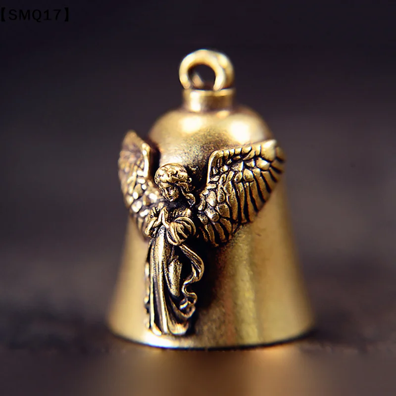 Brass Fashion Guardian Angel Wings Bell Motorcycle Bell Keychain Men's Biker Exorcist  Lucky Jewelry【SMQ】