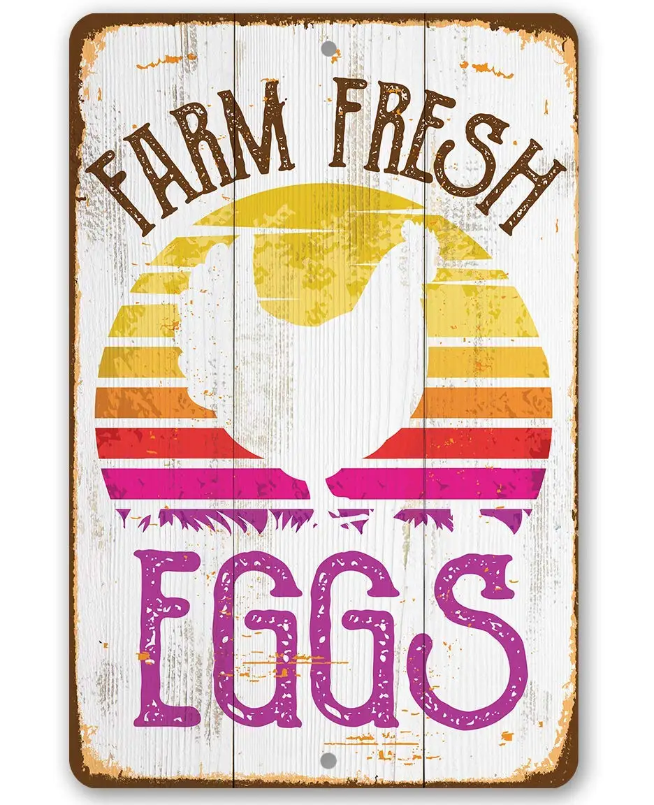 Farm Fresh Eggs - Funny Chicken Coop Sign - Great Pen Accessories, Hen House and Fresh Egg Decoration, Chicken Farm Sign an sign